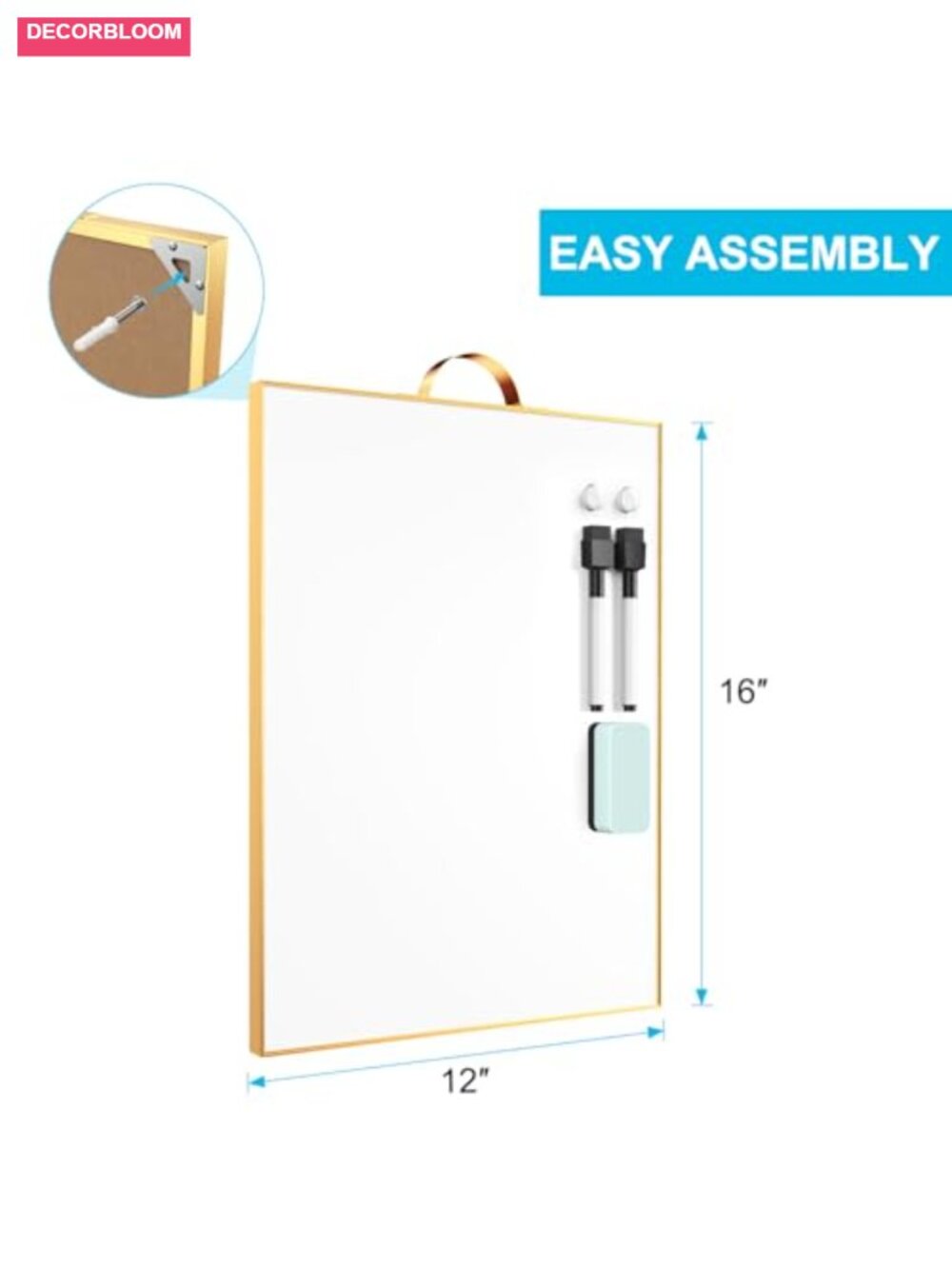 Portable Aluminum Framed Magnetic Dry Erase Board with Handle - 16x12 - Picture 2 of 5